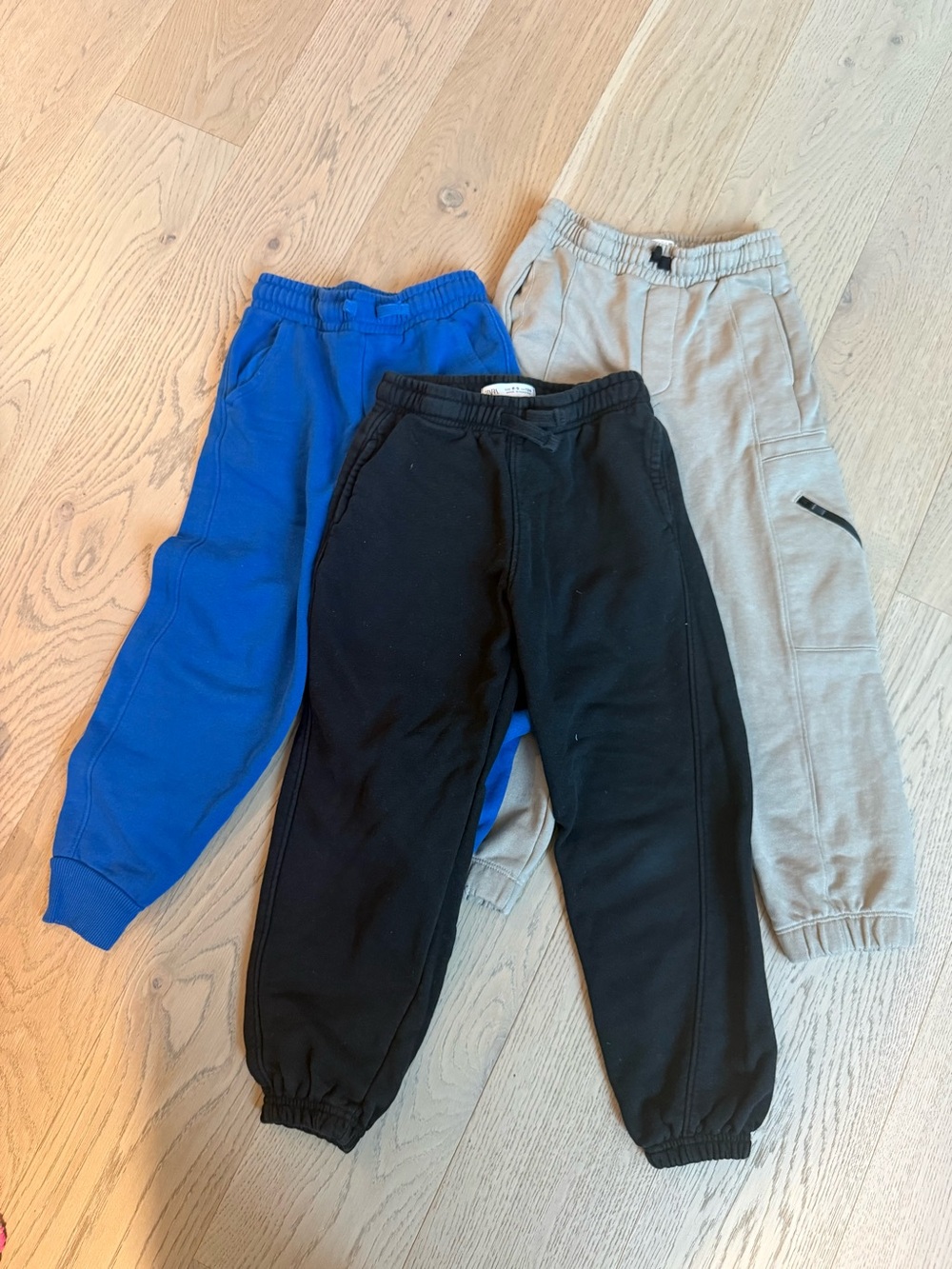 Zara Black, Blue & Beige Kids Jogger Sweatpants Set Size 8-9